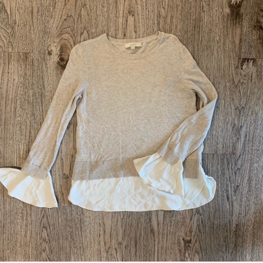 LOFT wool ruffle cuff 2 in 1 sweater